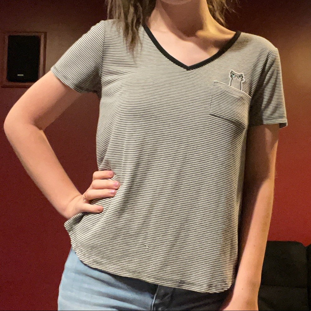 Black and White Cat Stripe Tee